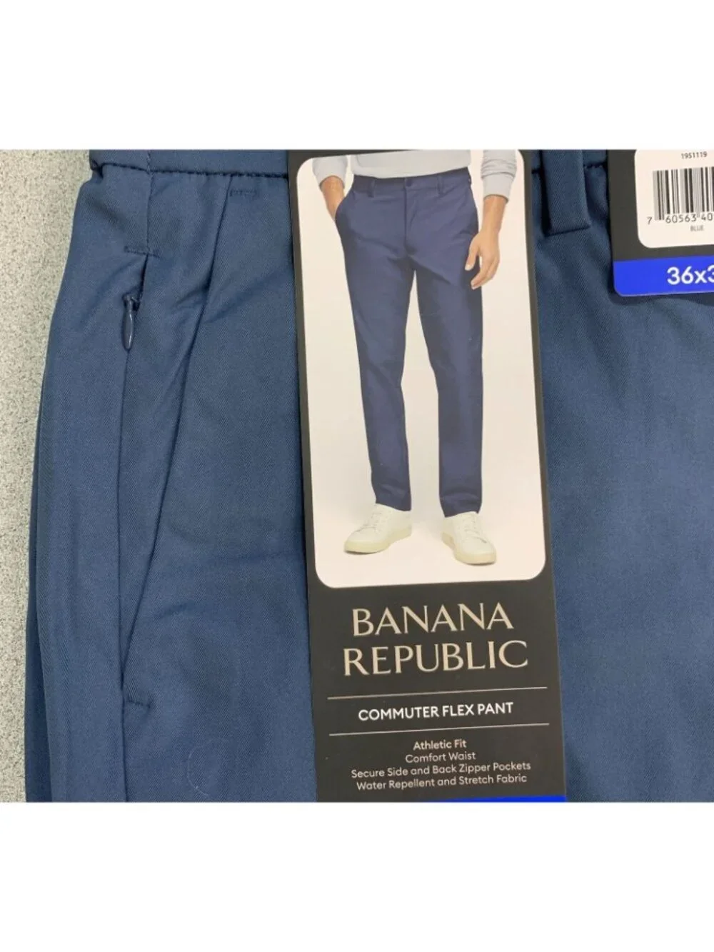 NWT Banana Republic Men's 36x30 Blue Commuter Flex Tech Pants Athletic Fit